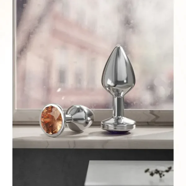 Plug inox trắng chuôi tròn đính đá