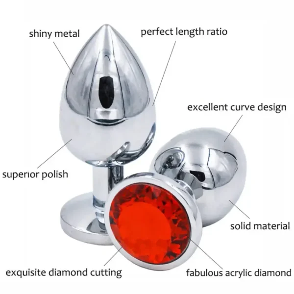 Plug inox trắng chuôi tròn đính đá
