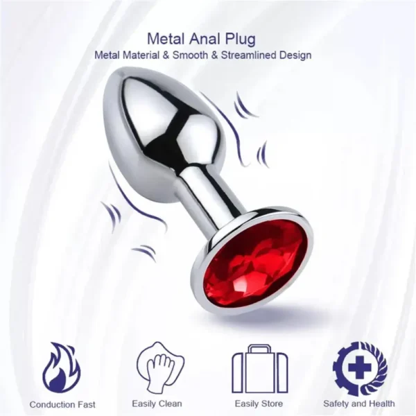 Plug inox trắng chuôi tròn đính đá