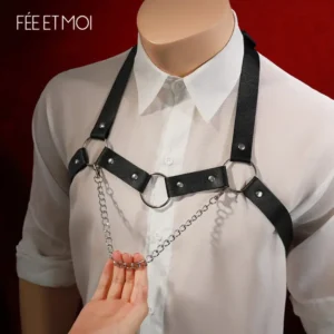 DÂY ĐEO NGỰC DA NAM FÉE ET MOI – PUNK HARNESS CHAIN BELT