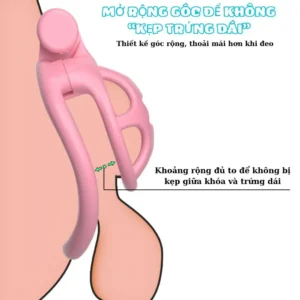 KHÓA CHASTITY HỒNG - 4 VÒNG KÈM KHÓA NHỰA CAO CẤP