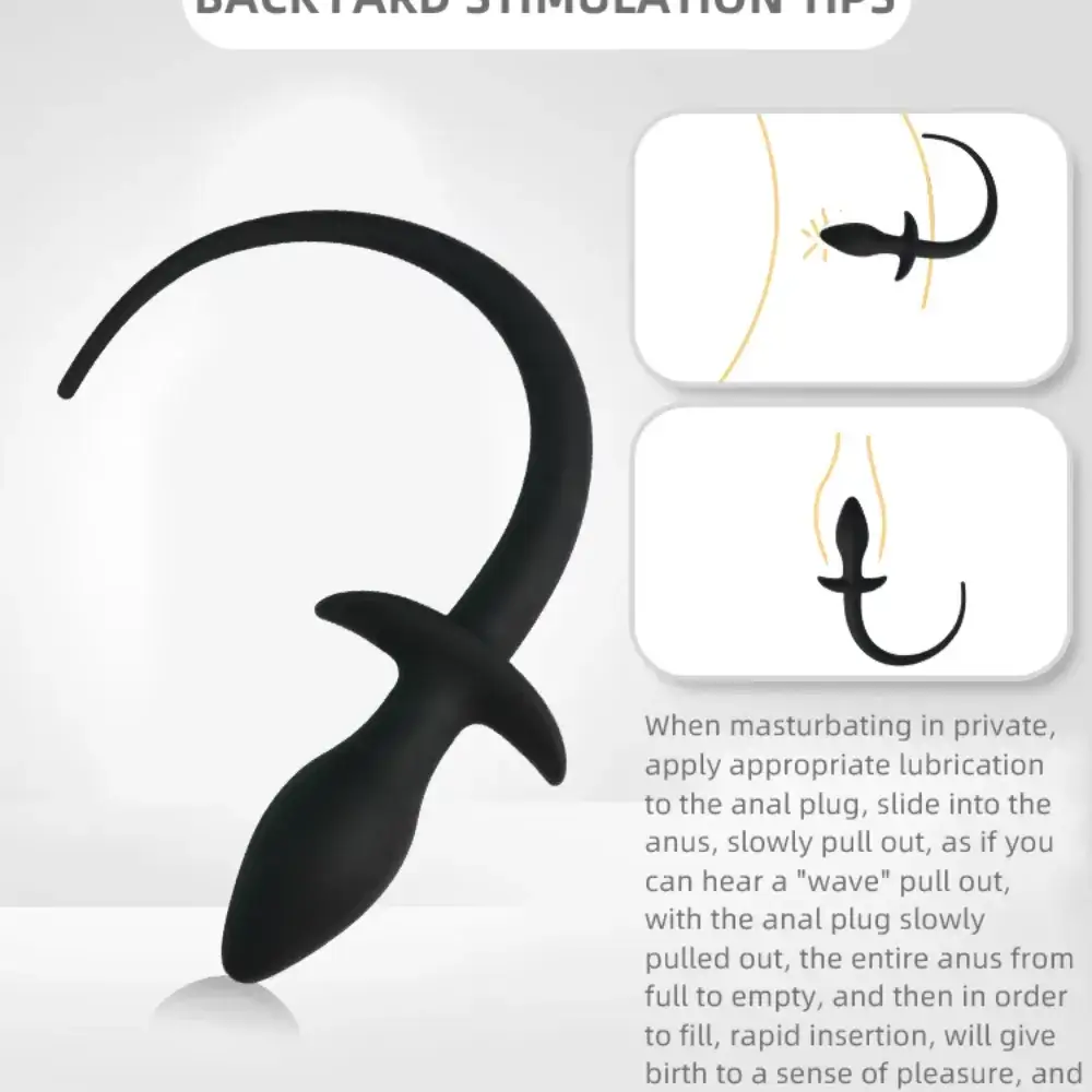 NÚT NHÉT ĐUÔI THÚ SILICONE MỀM DẺO – MẪU ĐUÔI DÀI MÀU ĐEN - Ảnh 2