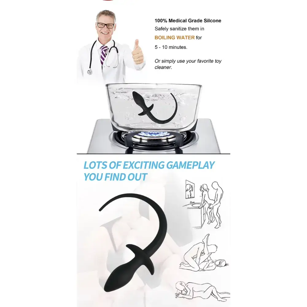 NÚT NHÉT ĐUÔI THÚ SILICONE MỀM DẺO – MẪU ĐUÔI DÀI MÀU ĐEN - Ảnh 4