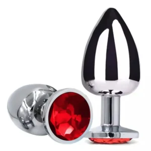 PLUG INOX TRẮNG CHUÔI TRÒN ĐÍNH ĐÁ - SIZE M (3.4CM X 8CM)