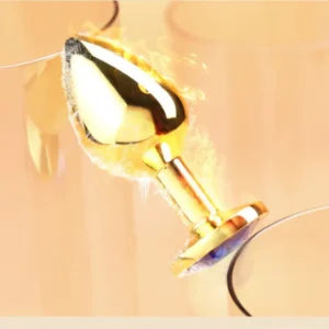 PLUG INOX VÀNG CHUÔI ĐÍNH ĐÁ ĐỎ - SIZE S (2.8CM X 7CM)